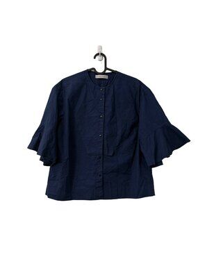 Palmer Harding Navy 3/4 Flared Sleeve Cotton Button Shirt Womens Size 4/6
